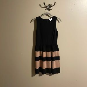 BarIII black sleeveless dress with brown stripes size medium